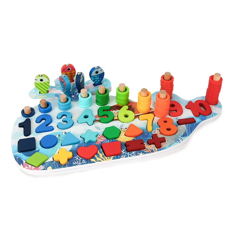 
2020 Wholesale Baby Toys Whale Shape Early Childhood Math Montessori Education Toys 