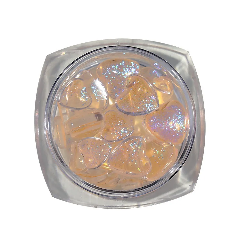 Ultra-Shiny Aurora Heart Nail Art Accessories Iridescent Holographic Heart-Shaped Rhinestones Nail Decor Charms