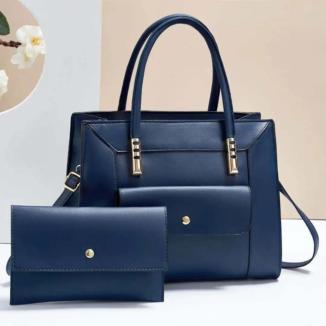 2024 New Pu Women Handbags Two Piece Big Capacity Ladies Clutch Bag Handbag Set Wallet