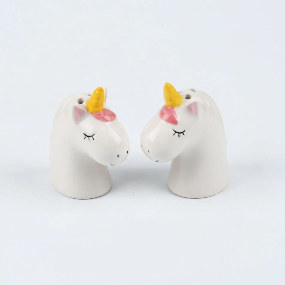 Wholesale customized animal unicorn shaped ceramic salt and pepper shaker