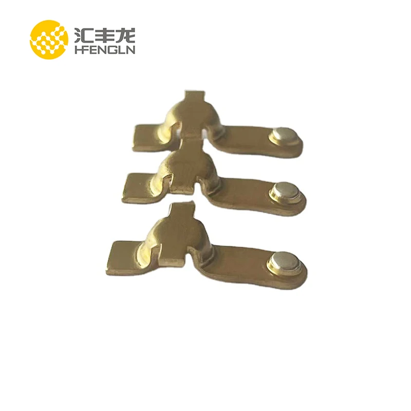 Customize brass copper terminal with silver contact rivets metal stamping parts