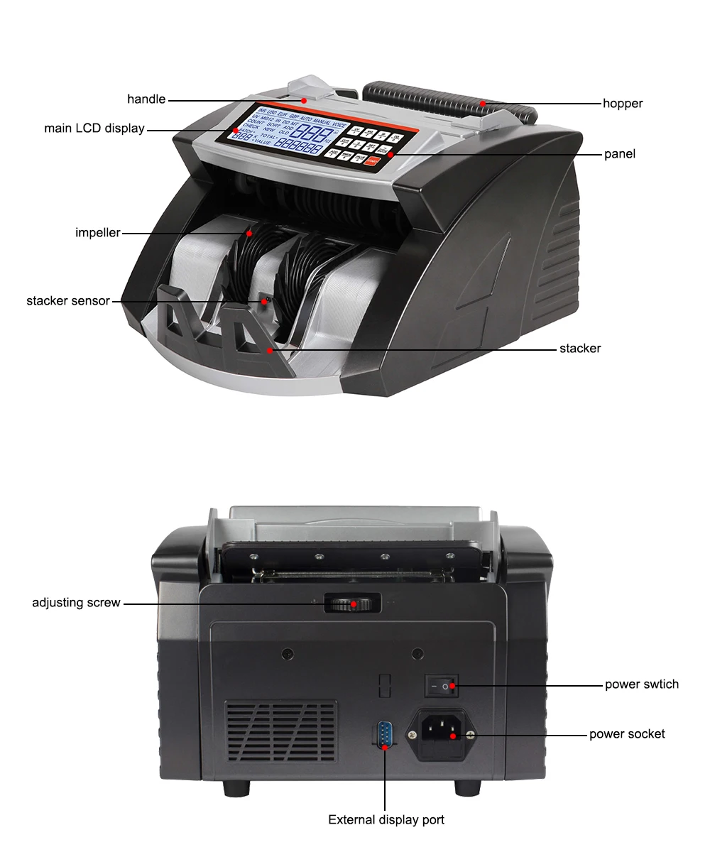 AL-6000 Cash Money Counting Machine Fake Money Detector Bill Counter Note Counting Machine