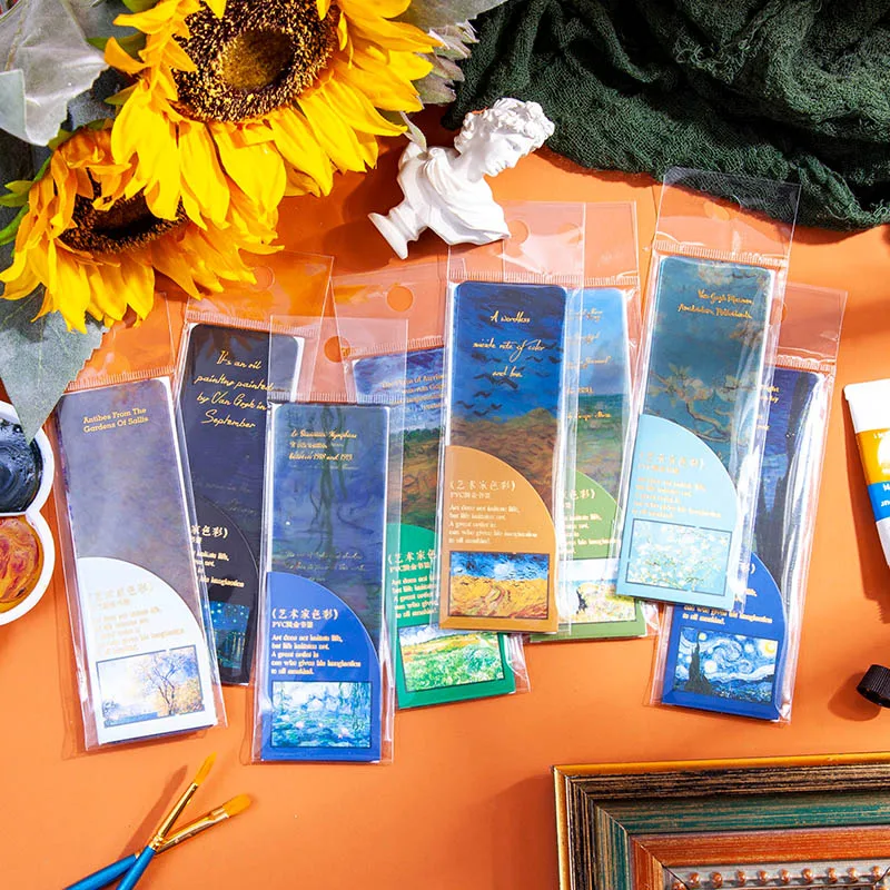5 Pcs/set Artist Color Oil Painting Reading Pvc Hand Made Custom Bookmarks for Books Kids