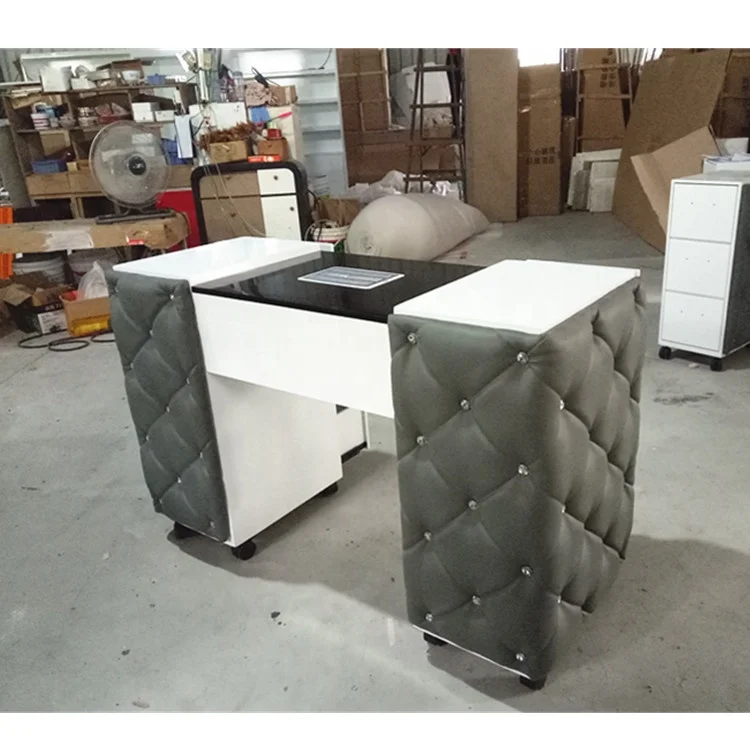 Leather front color optional professional used nail manicure table modern salon furniture manicure table with fan