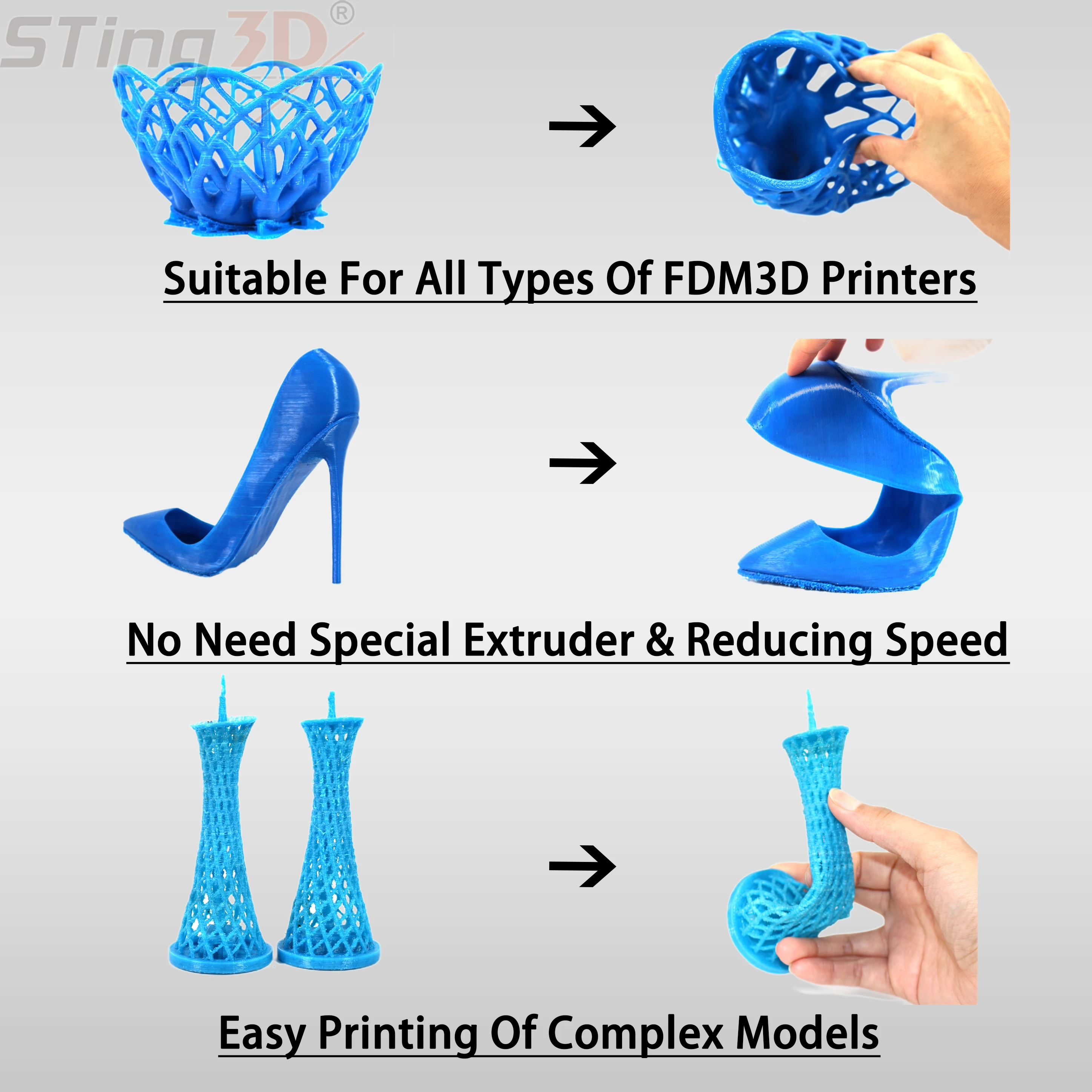 ST TPU  Easy Printing tpu filament 1.75mm 3d printer  tpu filament 3d printer  soft pla flexible pla flexible filament