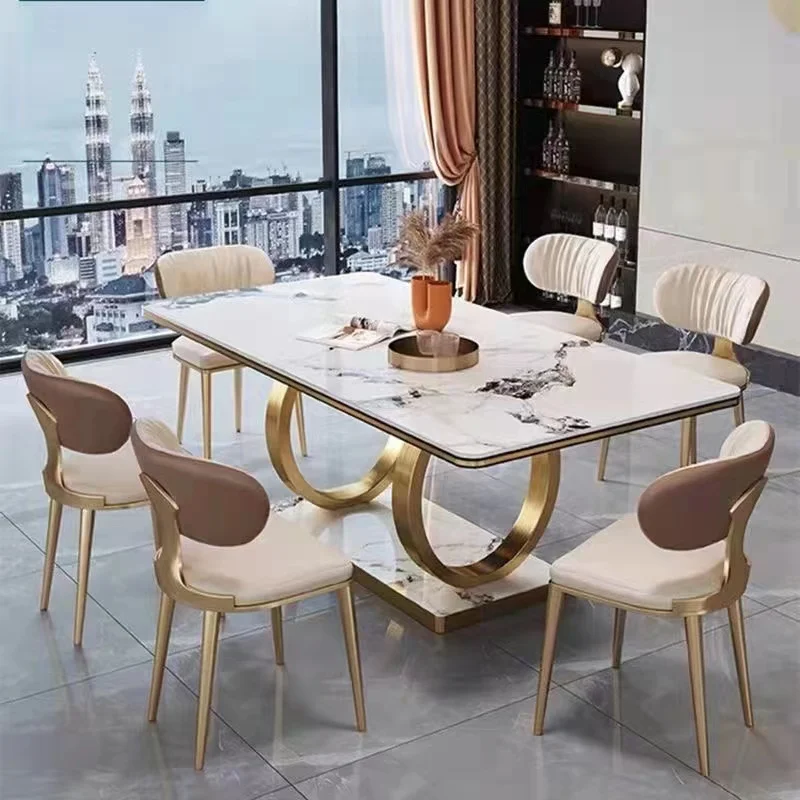 Nordic high quality restaurant furniture dining room 6 seater dining table set for home
