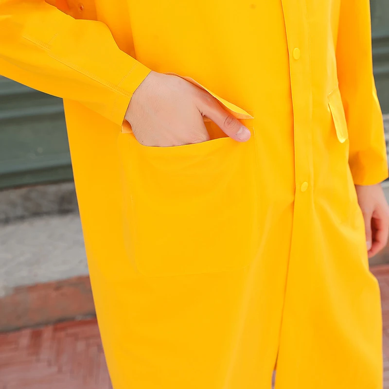 fashion 100% Water Proof Rain Jacket long PVC Polyester Hooded Raincoat for work and tour