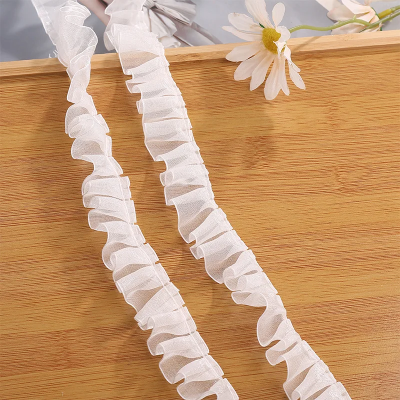 2.5cm white pleated chiffon pleated lace lace band DIY skirt dress accessories