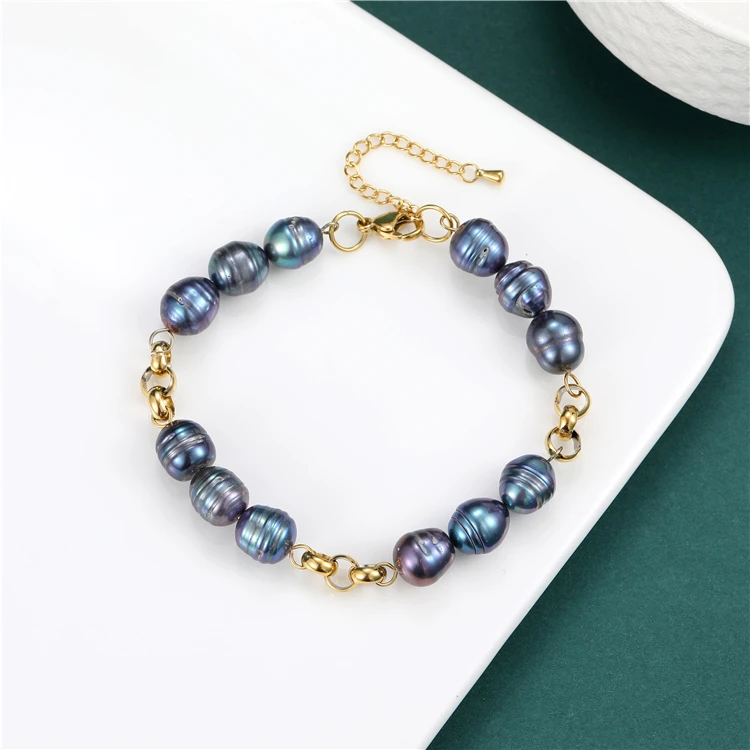 Waterproof stainless steel pendant flower love natural pearl bracelet wholesale for women