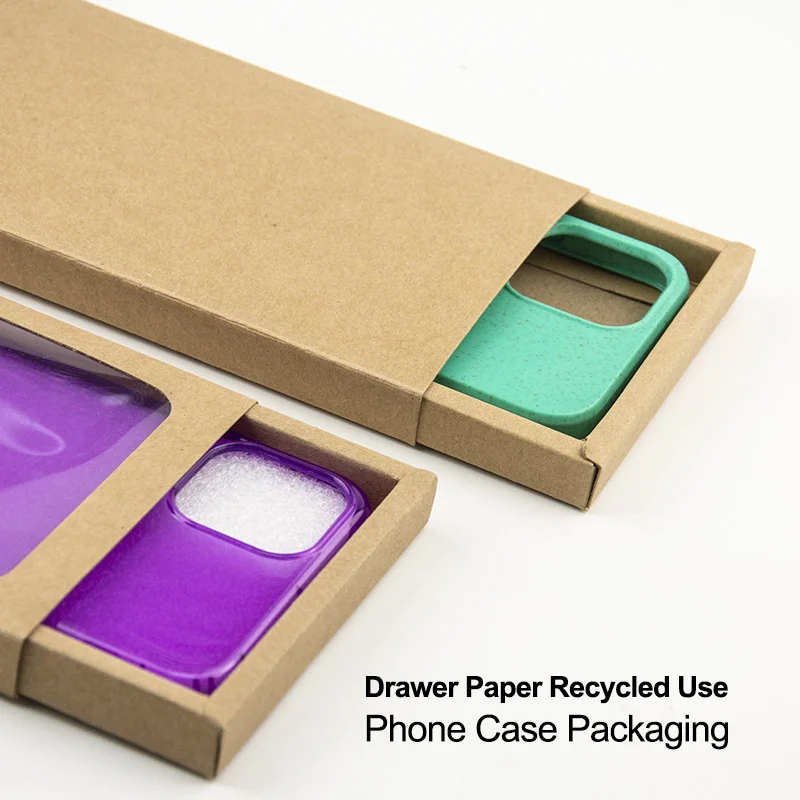 Custom Packaging Logo Printed Phone Case Box Custom Logo Drawer Kraft Paper Box Cell Phone Case Custom Packaging Window