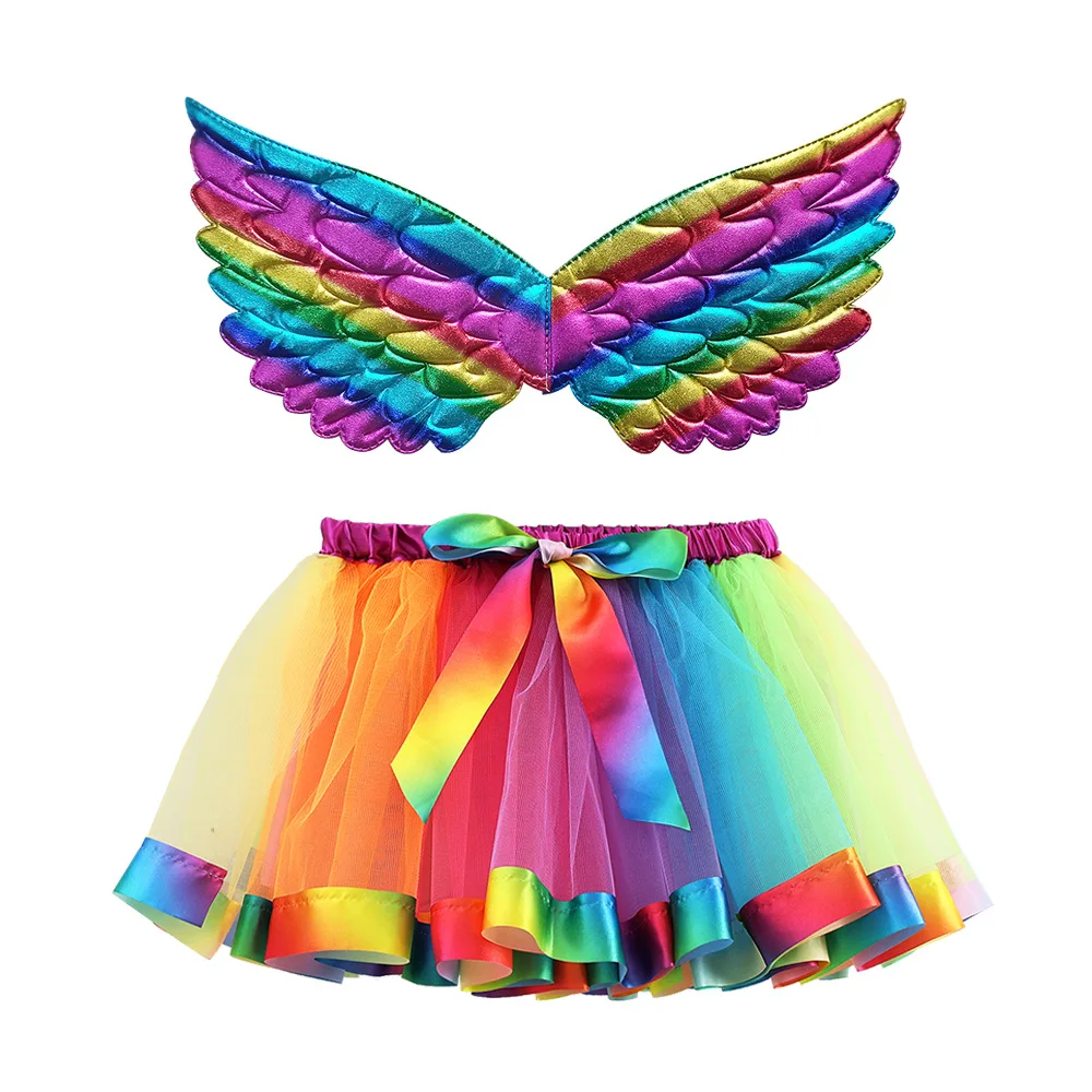 Girls Tutu Skirt Butterfly Wings Stage Performance Tulle Tutu Skirt Girls Princess Party Holiday Costumes