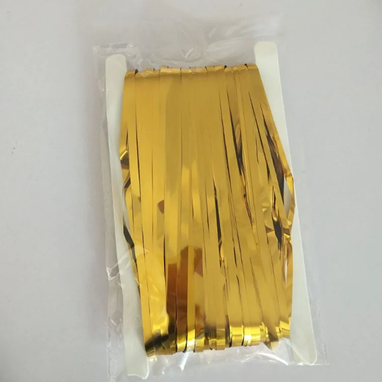 Индивидуальная упаковка, украшения для свадебной вечеринки, золотые дождевые занавески из фольги, оптовая продажа