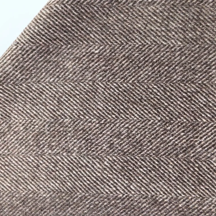 Winter Item Woolen and Poly Melton Tweed Garment Stock Fabric Plaid Woven Wool / Polyester