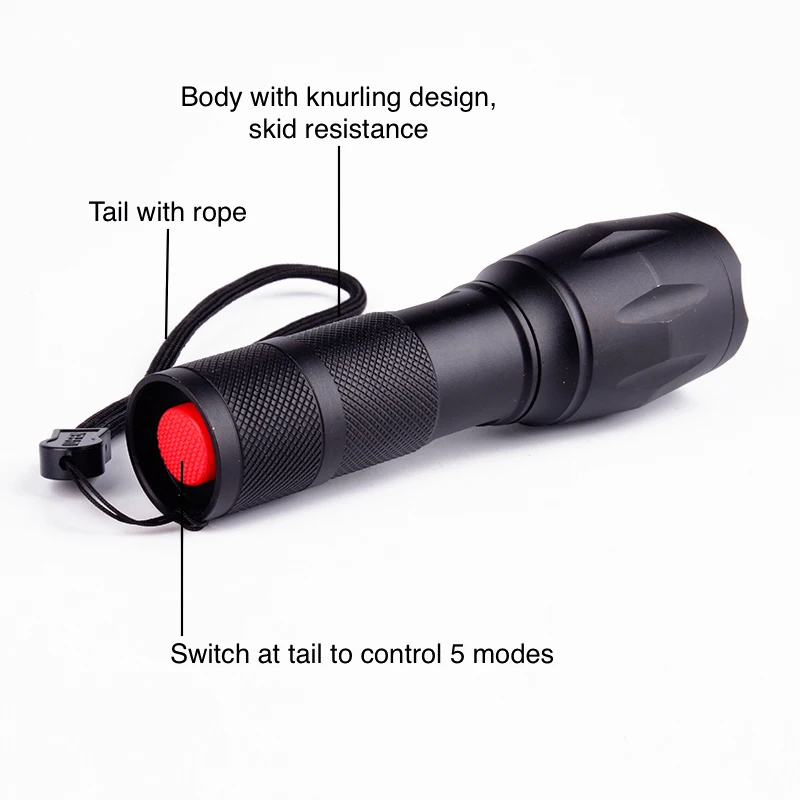 Ningbo Super Bright 10W 1000lm XML T6 LED 5 Modes 3*AAA or 1*18650 Battery Most Powerful Zoom LED Torch Flashlight For Camping