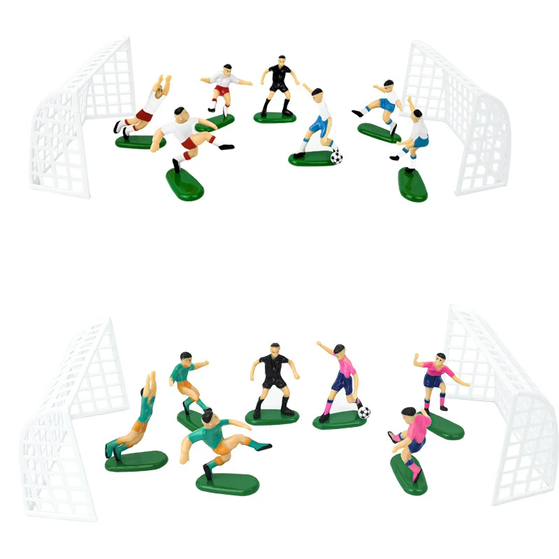 hot selling plastic Soccer field football player cake decoration soccer match soccer goal for boy birthday cake