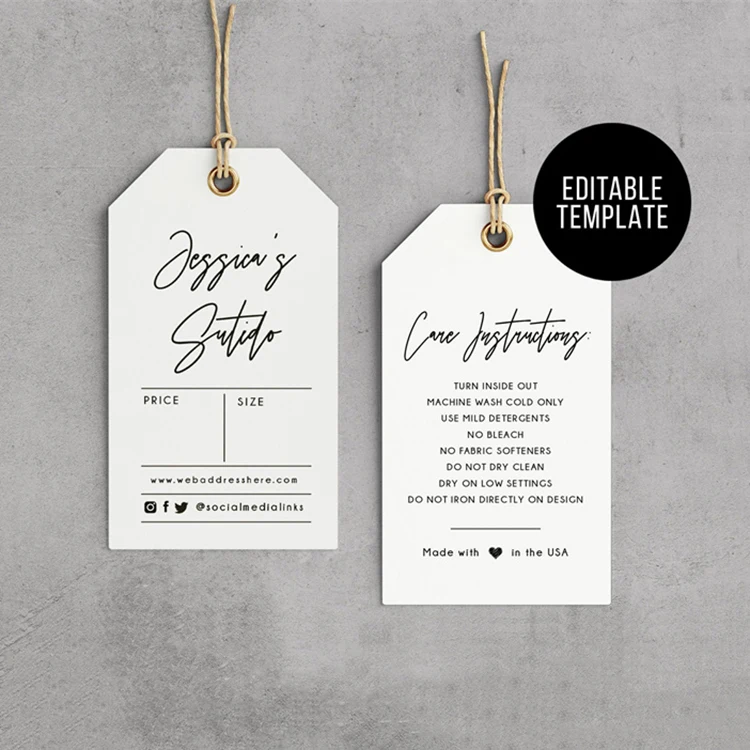 Garment Swing Tags Factory Professional Manufacture Luxury Brand Logo Custom Clothing Fashion Hang Tag For Clothing