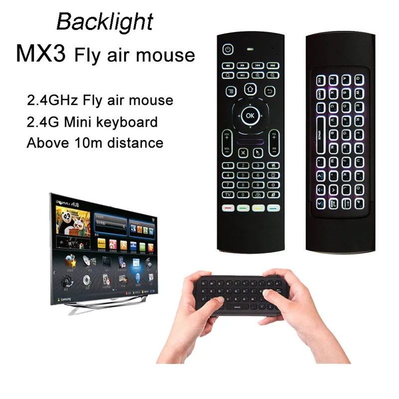 
Free Customize Language 2019 Hot Sale Wireless Air keyboard MX3 2.4g Air Mouse Wireless Keyboard for Smart TV Box Tablet 