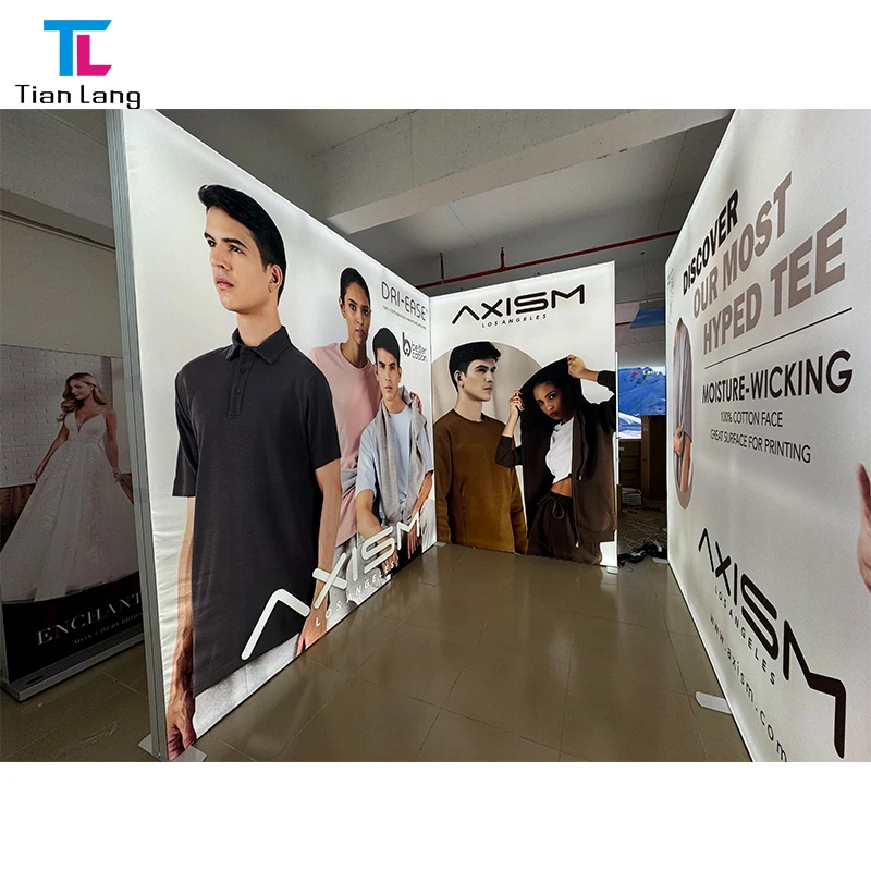 Durable Advertising Equipment 20x8ft Aluminum Frame SEG Fabric LED Display Stand Wall Backlit Trade Show Booth Modular Lightbox