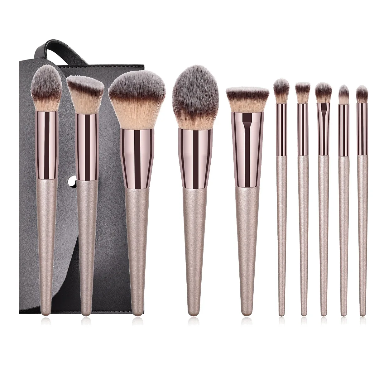 New Style Vegan 4pcs Makeup Brushes  Gold Sliver Makeup Brush Set Custom Label Foundation Make Up Brushes