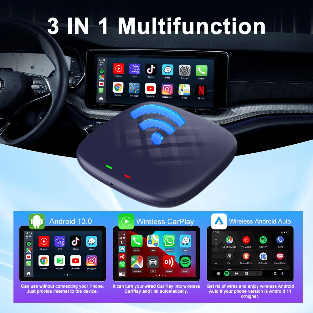 Custom Free 10G Cloud Cpc200 Tbox Plus 128G Carlinkit Smart Youtub Ai Box Dongle Wireless Carplay Adapter Android Auto Car Play