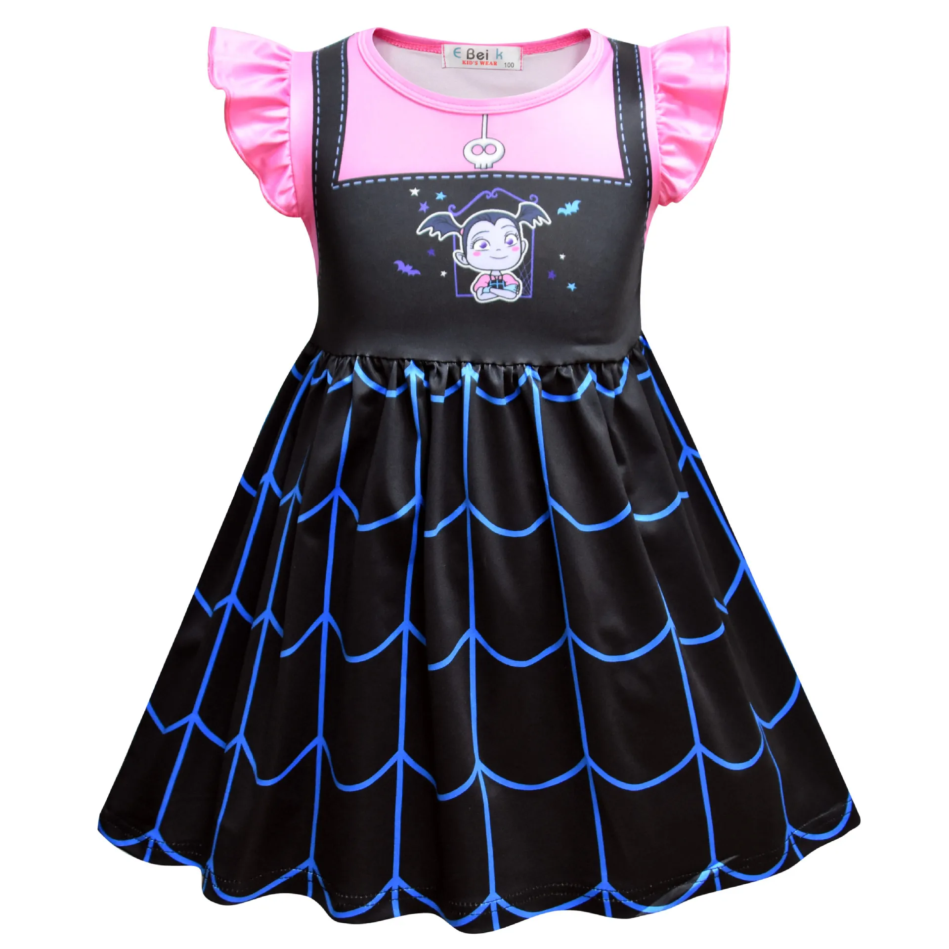 Girl Vampirina Costume With Wing Kids Cartoon Role Playing Clothes Children Horror Night Halloween Party Vampire Cosplay Dress