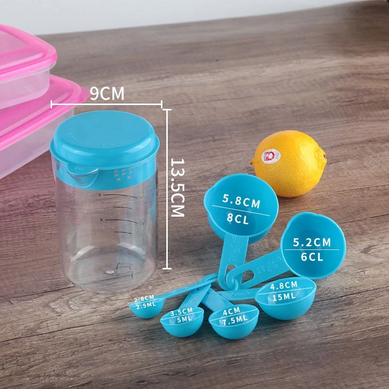 7PCS/Set Plastic Measuring Cups Tea Coffee Flour Spoon With Scale 500ml Kitchen Baking