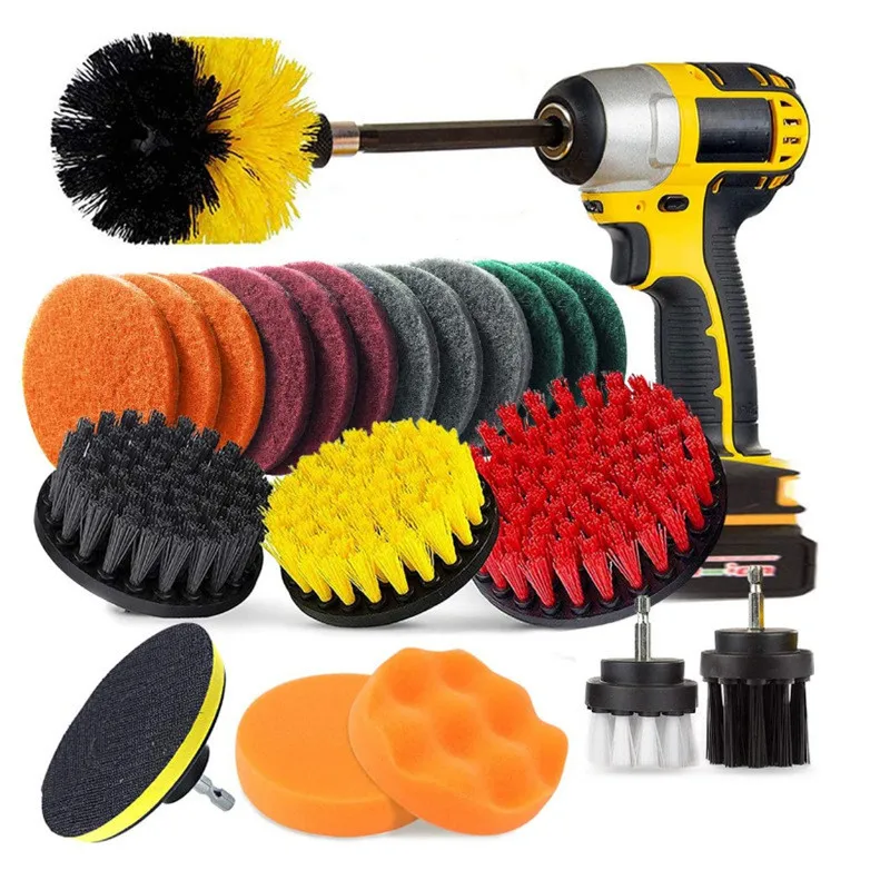 16/22  Piece Drill Brush Power Scrubber Cleaning Brush Extended Long Attachment Set  Kit