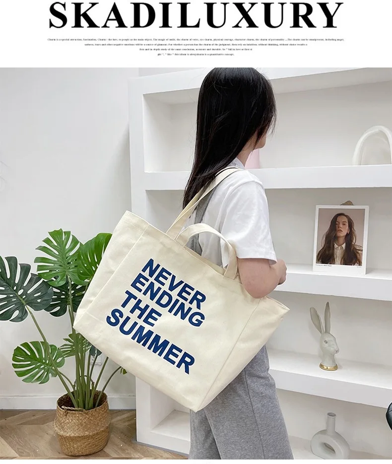 Wholesale Travel Recycled Sublimation Shoulder Shopping College Cotton Custom Printed Logo Women Canvas Tote Bag