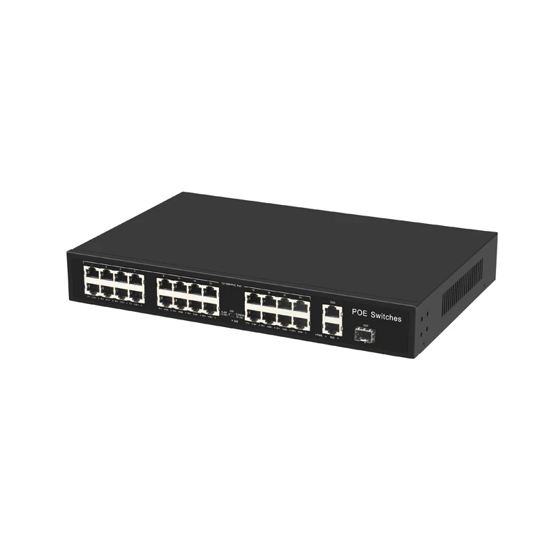  Сетевой коммутатор Realtek 1000 Мбит/с 24 порта Poe Ethernet с 2 гигабитными комбинированными 48 В для IP-камеры