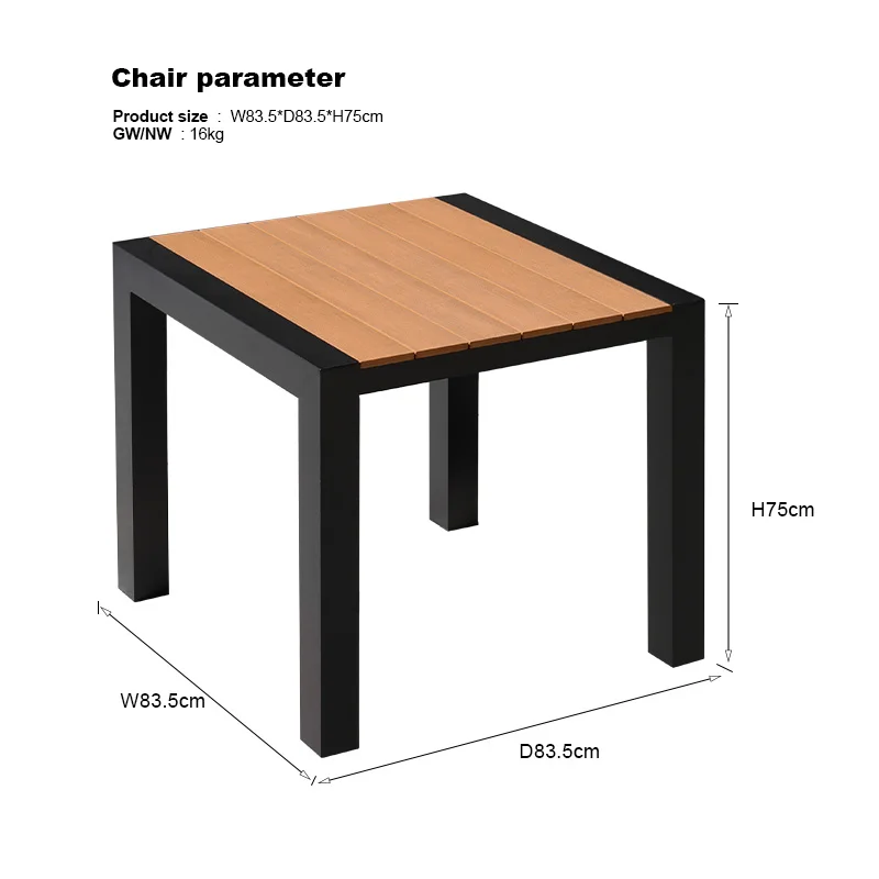 Minimalist Design Outdoor Garden Coffee Table Square Teak Dining Table for Terrace and Garden Furniture