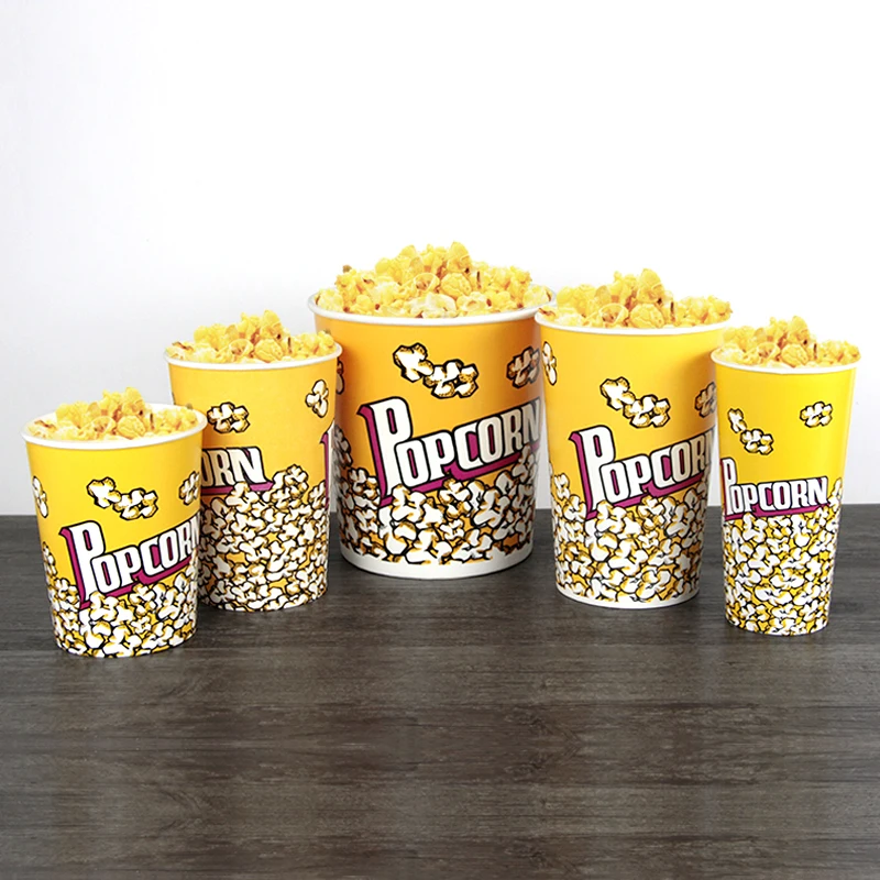 Popcorn Tub Custom Design Disposable Paper Popcorn Bucket from 24oz to 180oz