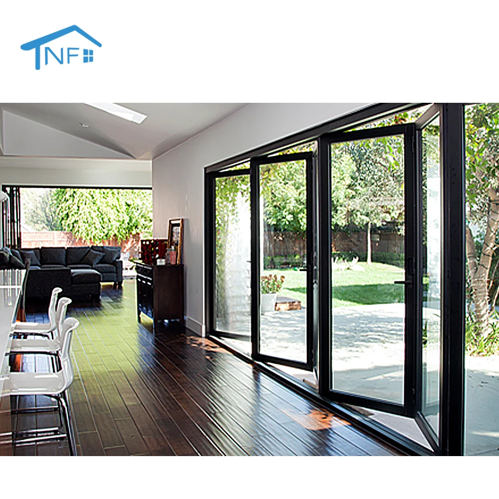 German Hardware Waterproof Residential Double Glazed Design aluminum frame folding door