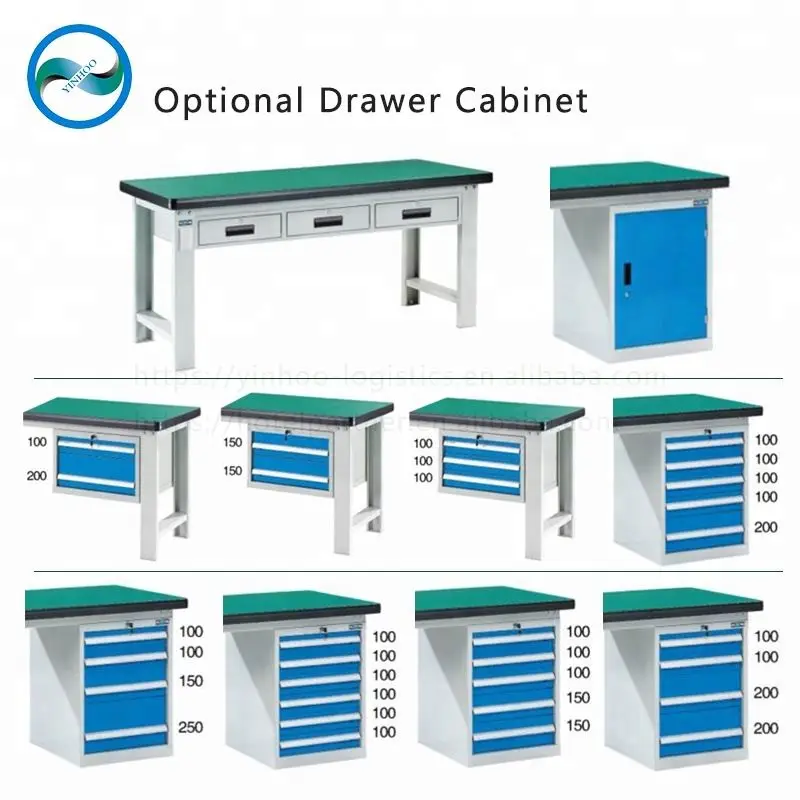 Industrial OEM customized drawer cabinet adjustable mobile workbench with wheels