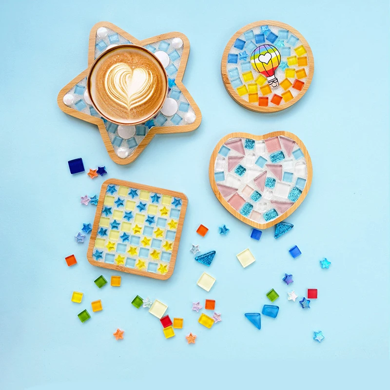 Hot Sale DIY Mosaic Coaster Material Package, Cup Mat Handmade Making Craft Mosaic Tool Bamboo Groove Tool Kit