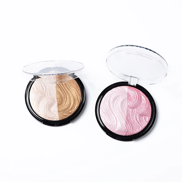 2 colors Baked Powder High Pigment  Glitter Private Label Highlight Blush Bronzer Powder