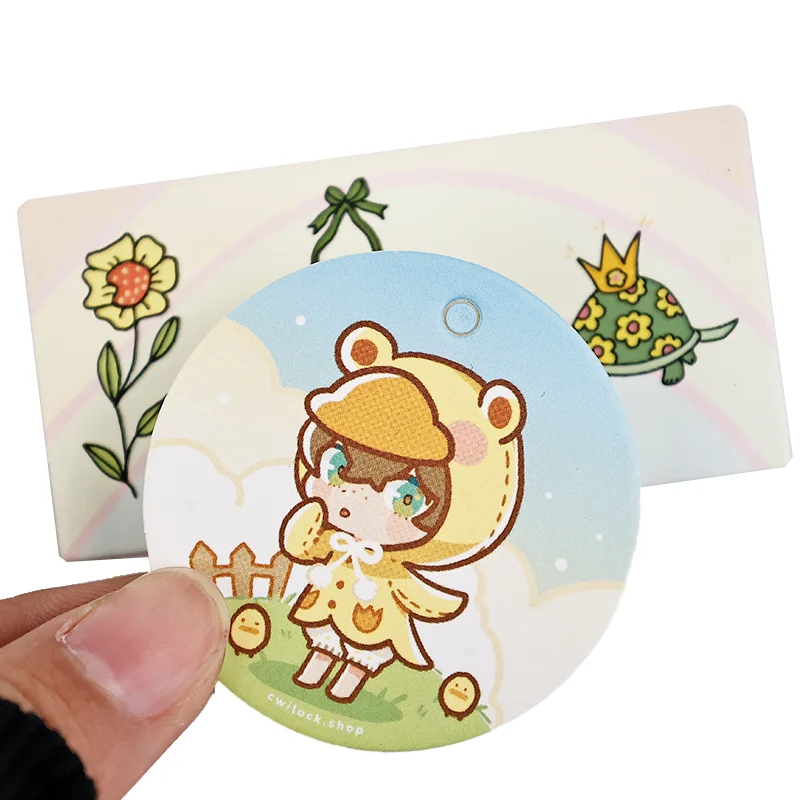 Cartoon painted pattern tag,customized printing logo pattern clothing hang tags,custom garment paper labels with cute pattern