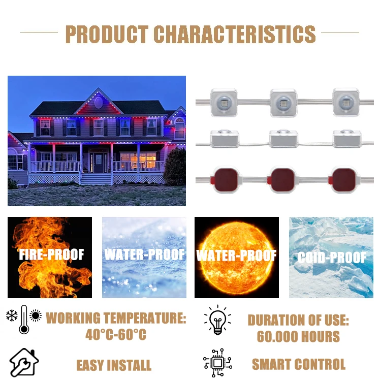 Cabochon Led Lights Rgbic 24V 36V Led Permanent Outdoor Christmas Point Lights Holiday Lights Luz Navidad Exterior