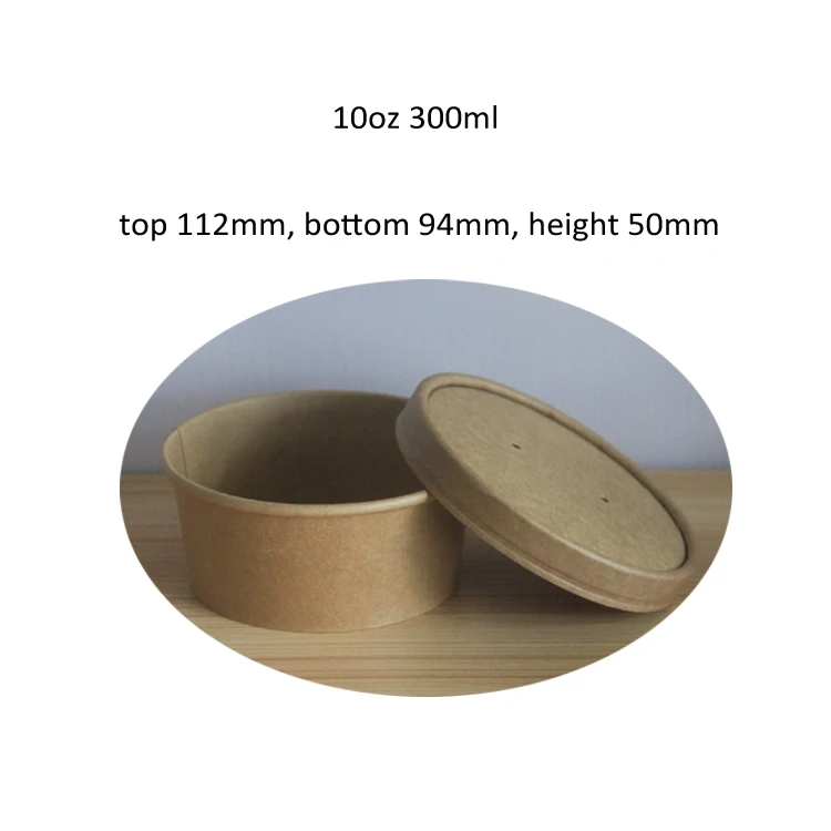 Microwave disposable soup bowl ice cream food packaging kraft paper cup with lid 10oz 300ml 14oz 400ml 15oz 450ml Paper Cups