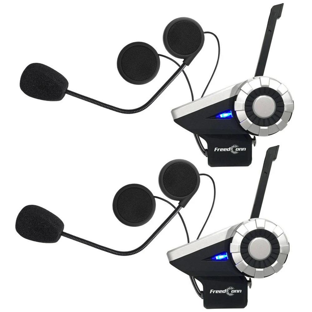 2pcs FreedConn T-Rex 1500M motorcycle communications hard mic helmet interphone intercom with FM Radio