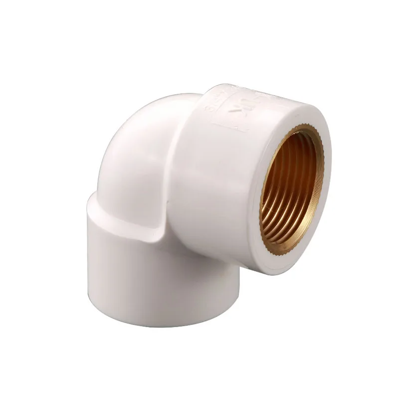 Factory custom seamless plastic pvc pipe fitting 90 degree female elbow with brass for pvc plumbing pipe