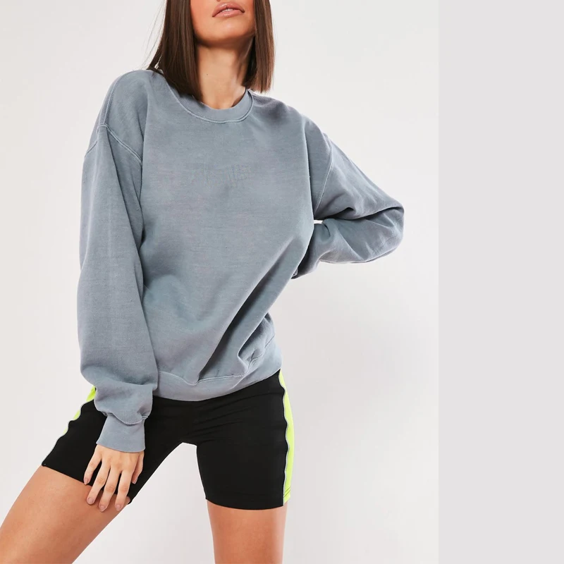 
MGOO Grey Sweatshirt Your Own Design Sweatshirt Cotton Polyester Drop Shoulder Sweatshirt 