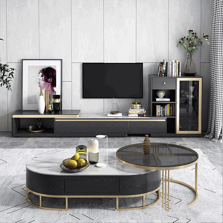 Hot Selling Living Room Furniture Combination High-Quality Sofa Edge Square Coffee Table Set