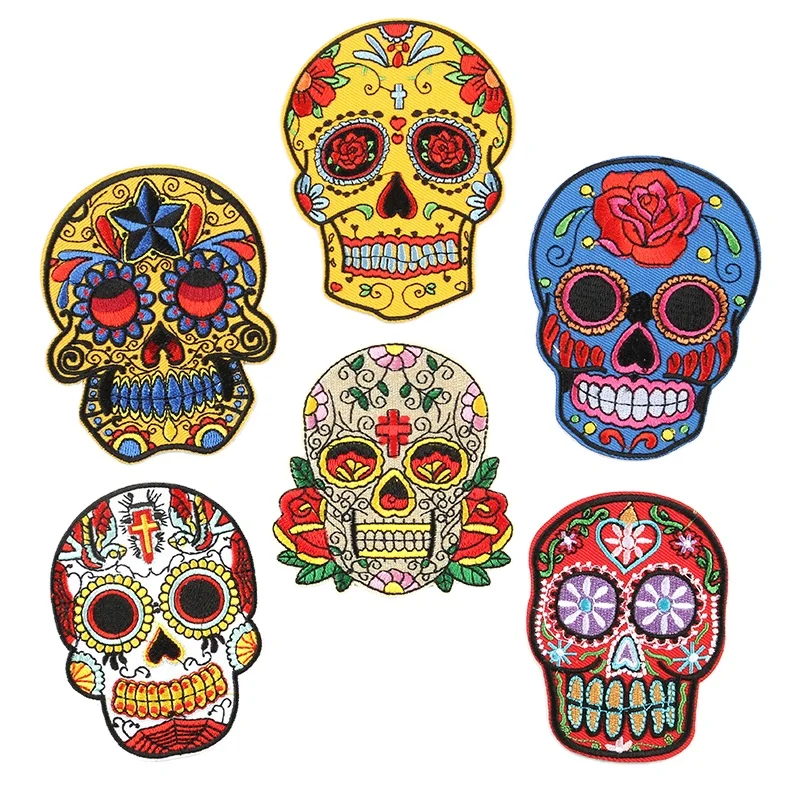 Iron On Patches Clothes DIY Clothing Fabric Badges Sewing Patch Skull Embroidered Patches