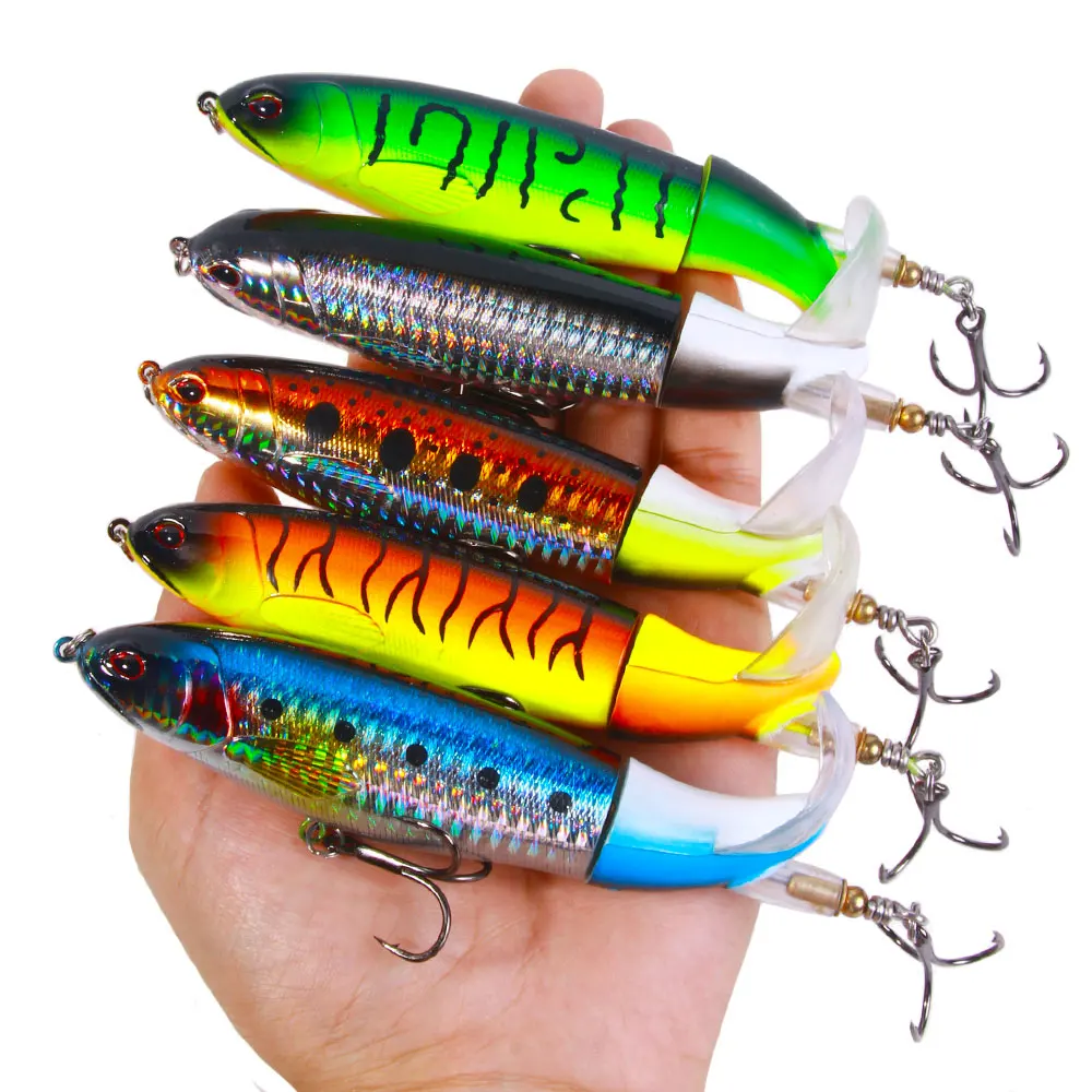 35G Hard Pencil Rotating Plastic Fishing Bait g with Rotating Spin Tail for Bass Trout Pike
