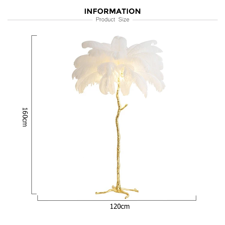 Home Decoration Modern Tree Standard Lights Feather Floor Lamp For Hotel For Living Room