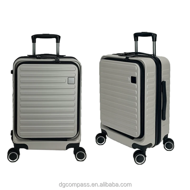Unisex 20inch Front Open Pocket Spinner Luggage Cabin Size Business Travel Bag Luxury Lightweight Suitcase