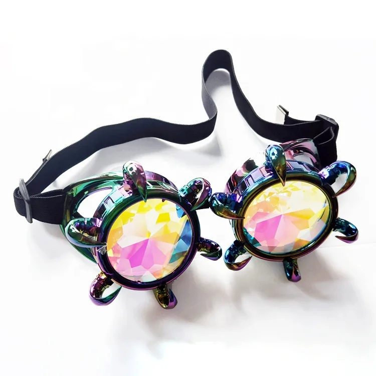 Hot Sell Colorful Lens Eyewear Glasses Welding Gothic Crystal Lens Cosplay Steampunk Kaleidoscope Glasses