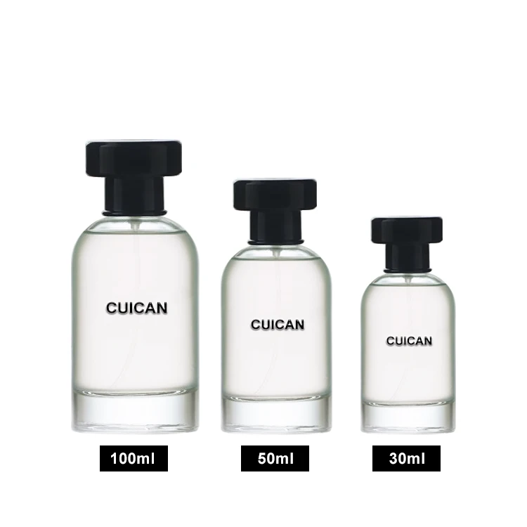 Factory Price Round Spray Glass Perfume Bottle 50ml Empty Perfume Bottle For Cosmetic Packaging with box