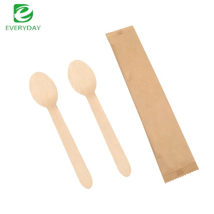 Custom Dinner Set 100% Biodegradable Utensils Custom Logo Wood Biodegradable Spoon In Dalian
