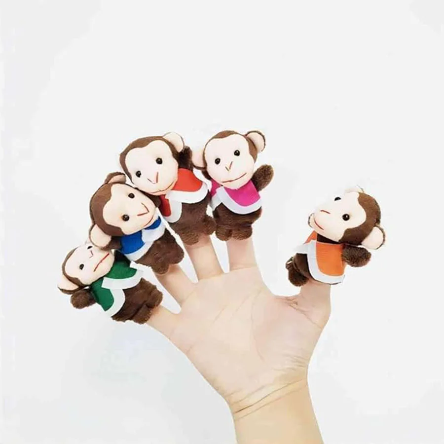 7148 Role Play Storytelling Plush Monkey Animal Finger Puppet Toys for Kids Kindergarten Education Props Finger Toys Puppet
